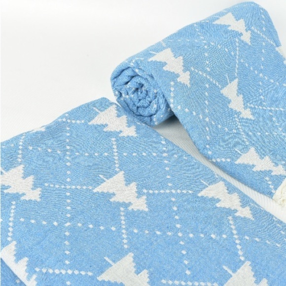 Tree Loom Weave Travel Blanket Scarf Wrap Big Sky BLUE NEW 2 Side Jacquard - Picture 13 of 14